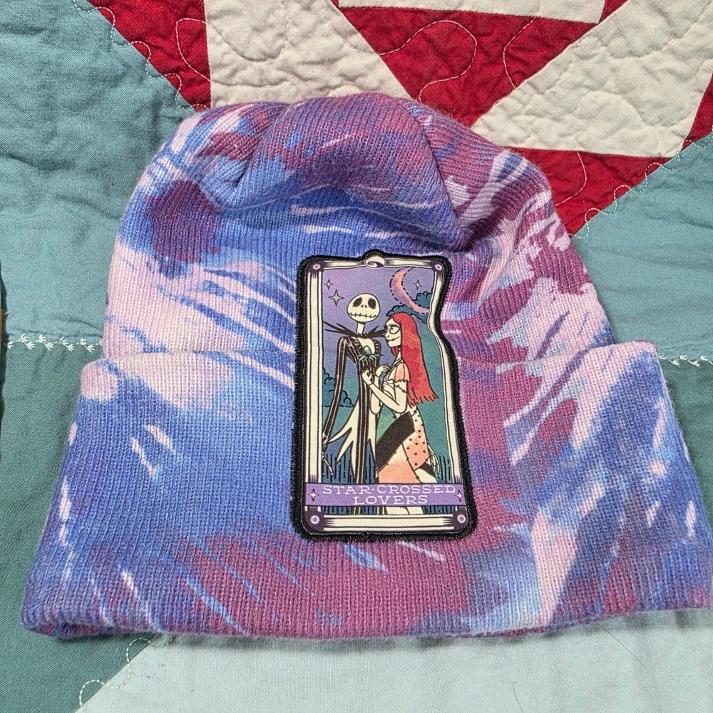 Disney Nightmare Before Christmas Beanie Women OSFM Purple Star-Crossed Lovers